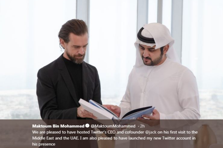 شاهد.. كيف رحبت دبي بمؤسس تويتر